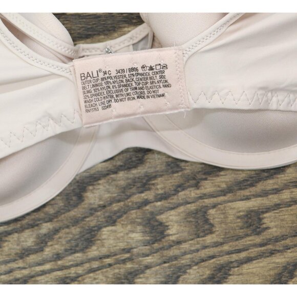 NWT Bali 3439 One Smooth U Ultra Lite Neckline Bra 3439 Sandshell Pink 34C - Picture 8 of 9